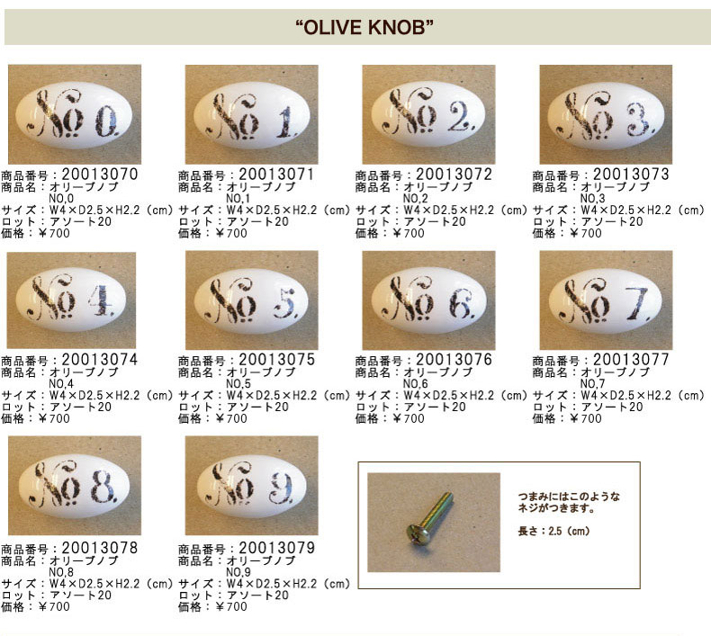 オリーブノブ ナンバー